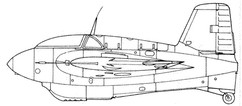 Me 163 В1 учебный без двигателя Me 163 S вид слева Me 163 S вид сверху - фото 60