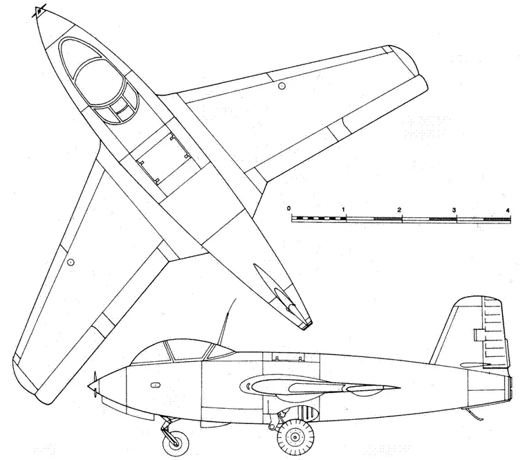 Ju 248 V1 вид сверху Ju 248 V1 J8M1 Shusui вид слева J8M1 Shusui вид - фото 70
