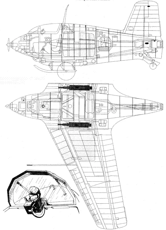 Компоновочная схема Me 163 В0 с пушками МК 108 6 июля 1944 года Диттмар - фото 75