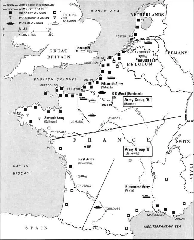 German Army Groups B G areas of responsibility June 1944 German Panzer - фото 1