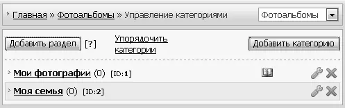 Рис 224 Панель Управления категориями для фотоальбома Мы не будем создавать - фото 29