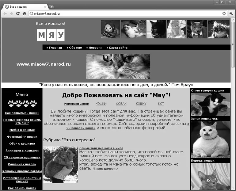 Рис 231 Сайт Мяу все о кошках Второй сайт нацелен на фанатов Гарри - фото 36