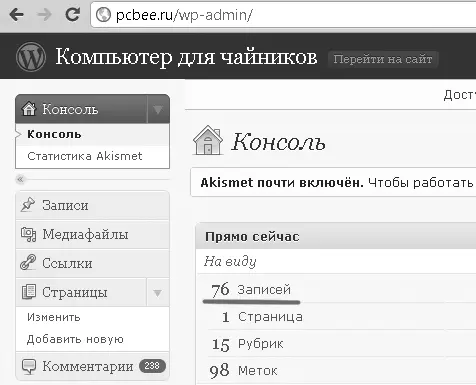 Рис 616 Количество записей сайта Компьютер для чайников за один год Как - фото 176