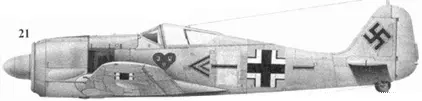 21 Fw 190A4 черный двойной шеврон и полоса подполковник Ханнес Траутлофт - фото 39