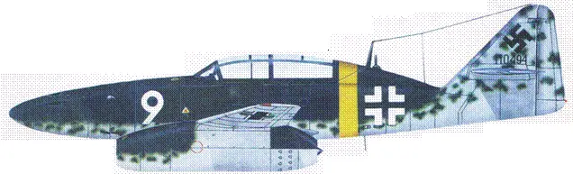 Ме262 В1a белая 9 IIIEJG 2 Jleхфельд декабрь 1944 года Ме262 В1 - фото 121