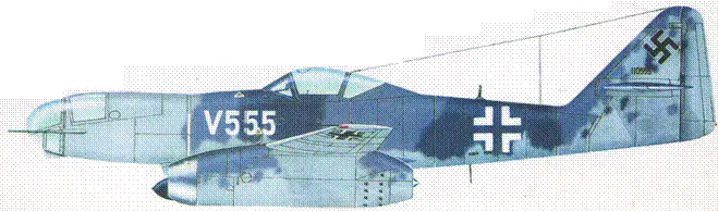 Ме262 A2aU2 самолет в первоначальной окраске во время испытаний Лагер - фото 125