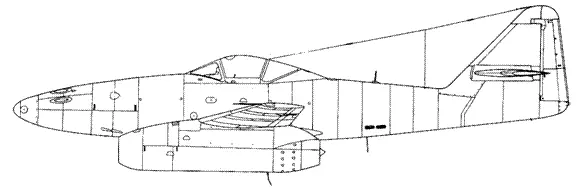 Me 262V10 с более пологой чем на серийных машинах передней частью фонаря Me - фото 48
