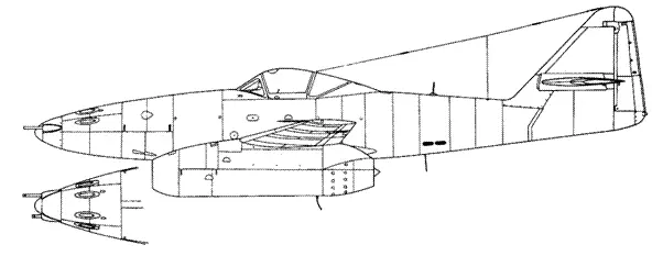 Me 262A1aU5 Me 262A1a с неуправляемыми ракетами WGr21 под фюзеляжем - фото 79