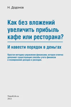 Николай Додонов Как без вложений увеличить прибыль кафе или ресторана и навести порядок в деньгах обложка книги