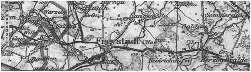 Map showing Langenau and Freystadt in Kreis Rosenberg region East Prussia - фото 2