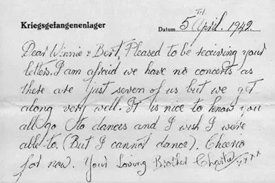 I cannot dance camp letter from Charles to Winnie and Bert 5 April 1942 - фото 24
