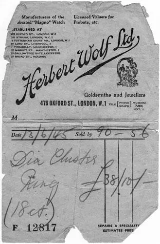 Receipt for Lilys engagement ring 13 June 1945 Charles and Lily on their - фото 38