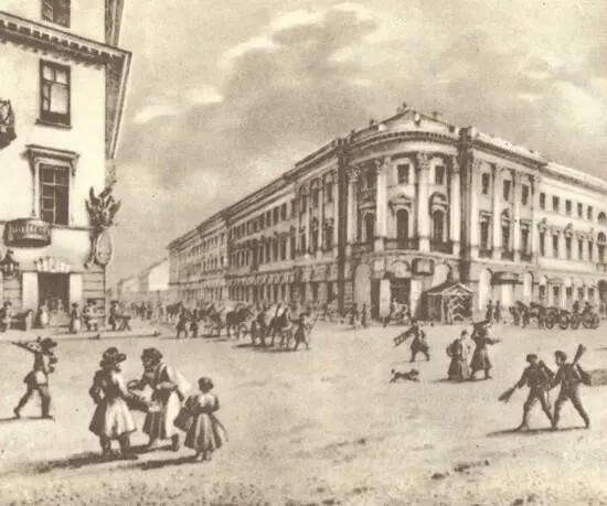 Садовая улица угол улицы Гороховой Литография К Беггрова по рисунку К - фото 4