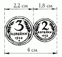 Рис 95 Монеты в 3 и 2 коп лежа рядом составляют 4 см Вы видите что при - фото 157