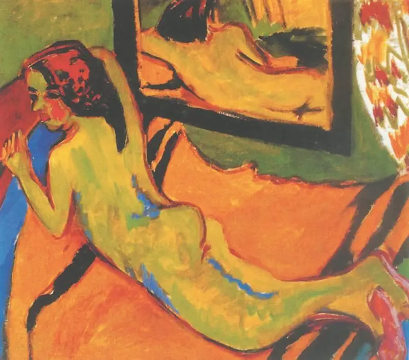 Э Кирхнер Лежащая обнаженная перед зеркалом 1910 год Музей Моста - фото 118