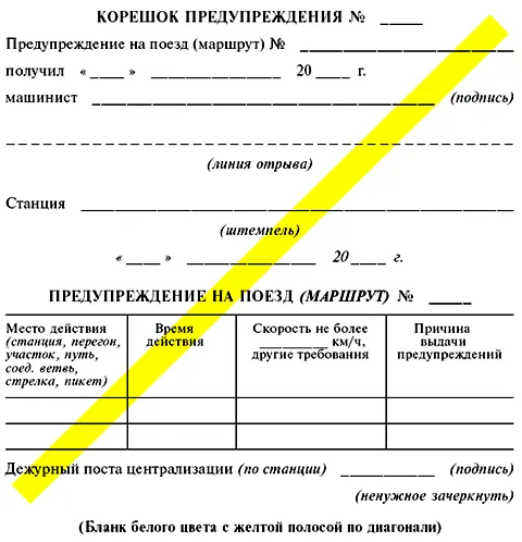 Предупреждение выдаёт машинисту поезда состава под роспись дежурный поста - фото 21