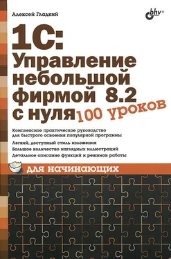 Алексей Гладкий 1С: Управление небольшой фирмой 8.2 с нуля. 100 уроков для начинающих обложка книги