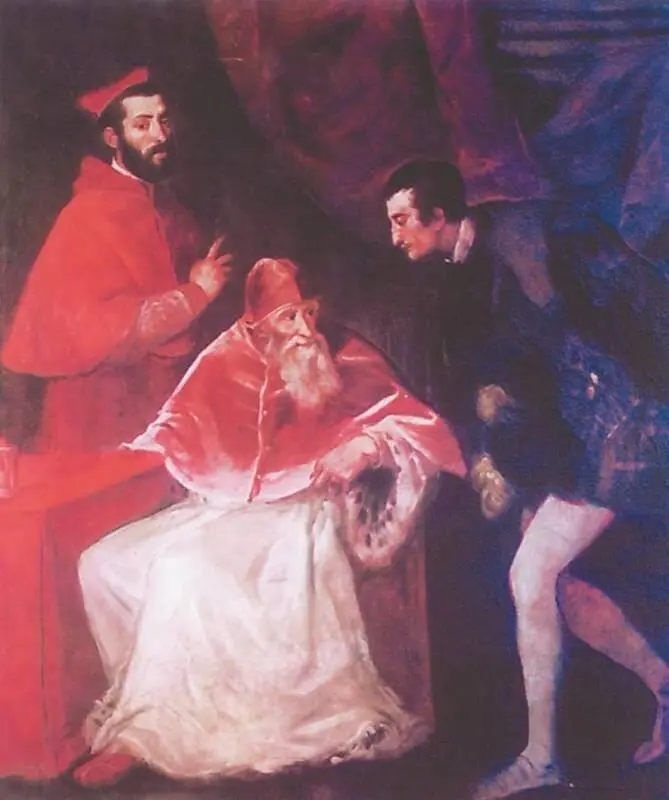 Тициан Портрет Папы Павла III с Алессандро и Оттавио Фарнезе 15451546 - фото 41