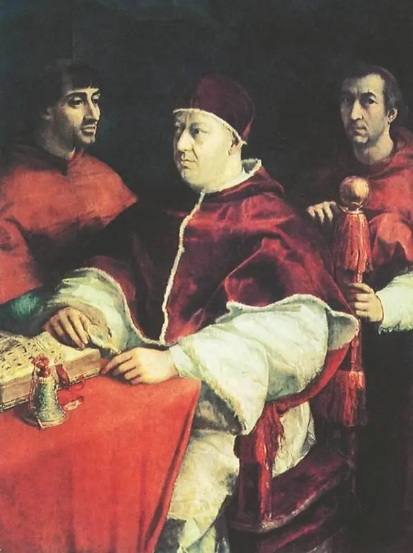 Рафаэль Портрет Папы Льва X с кардиналами Джулио Медичи и Луиджи Росси - фото 54