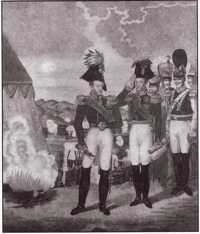 Николай I на биваке у Шумалы 8 июля 1828 года Народная картинка Гравюра - фото 37