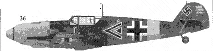 36 Bf 109Е двойной черный шеврон командира IJLG2 гауптмана Герберта - фото 119