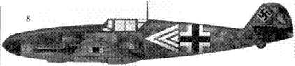 8 Bf109F4 белый тройной шеврон командира IJG4 гауптмана Франца Гана - фото 30