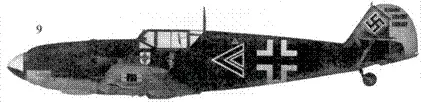 9 Bf 109E7 черный двойной шеврон командира II1JG5 гауптмана Гюнтера - фото 31