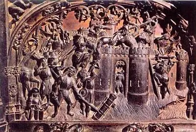 На барельефе Осада и взятие Альгамы из Толедского собора солдат на переднем - фото 54