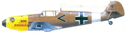 Bf109E7Trop оберлейтенанта Людвига Францискета Ливия октябрь 1941 г - фото 116