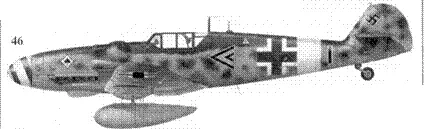 46 Bf109G6 двойной черный шеврон командира IIIJG53 майора Франца Гётца - фото 151