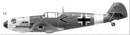 12 Bf109E7Trop черный шеврон А адъютанта IJG27 оберлейтенанта Людвига - фото 30