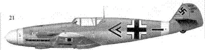 21 Bf109F4Trop черный двойной шеврон командира IIJG27 гауптмана - фото 55
