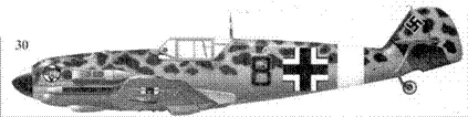 30 Bf109E7Trop черная 8 лейтенанта Вернера Шроера 8JG27 - фото 71