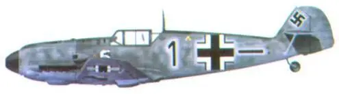 Bf 109Е фельдфебеля Роберта Менге из 5 JG 77 август 1940 Bf 109Е комэска - фото 32