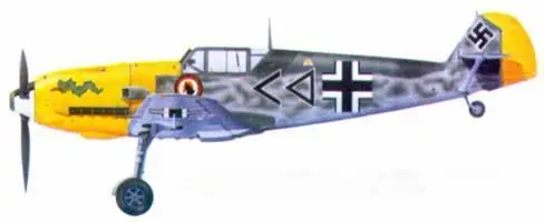 Bf 109Е4 командира I JG 3 гауптмана Ганса фон Хана Коломберт август 1940 - фото 38