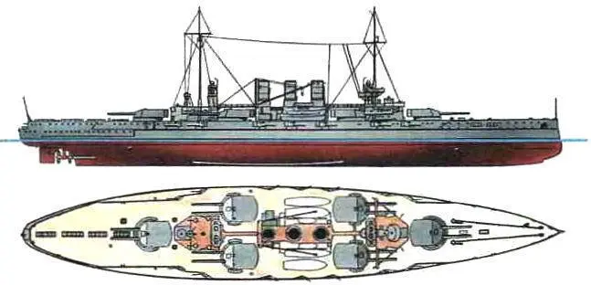 Линейный корабль Гельголанд Германия 1911 г Заложен в 1908 г спущен на - фото 20