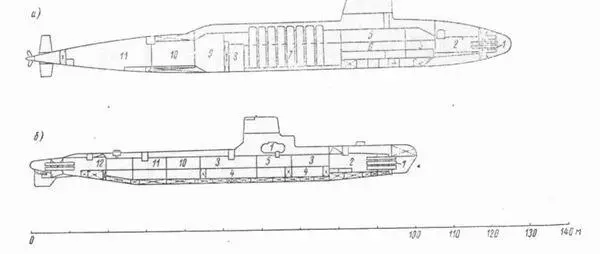 Рис 38 Схема архитектурных элементов и общего расположения двух подводных лодок - фото 54
