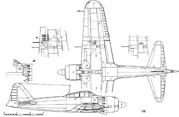 A6M5 Model 52 фрагмент A6M5c Model 52с низ правого крыла с пушкой Тип 99 - фото 123