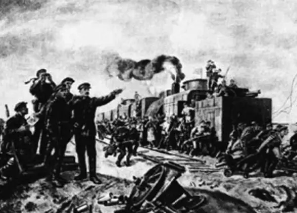 Хвостенко В И В Сталин и К Е Ворошилов у бронепоезда на Царицынском - фото 23