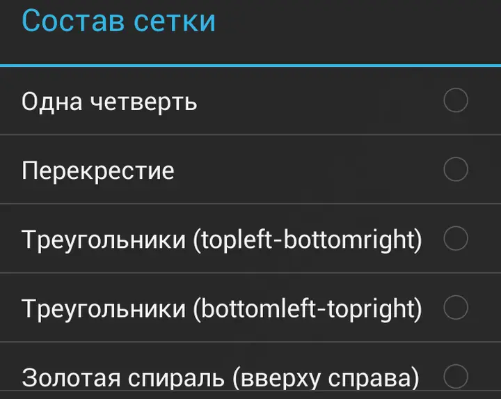 Выбор типа сетки кадрирования в Camera FV5 В меню Общие настройки интерес - фото 144