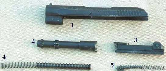 Неполная разборка ГШ18 1 затвор 2 ствол 3 боевая личинка 4 - фото 8