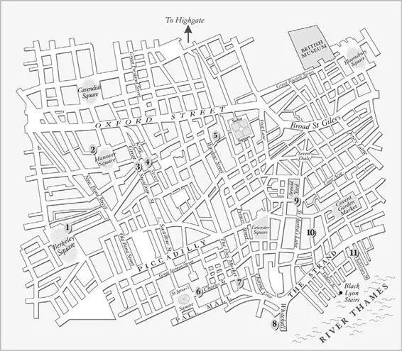 LONDON 1871 Key Points of Interest 1 Residence of the Earl of Sussex 2 - фото 1