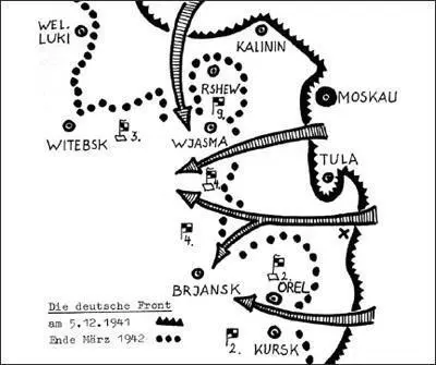 The GermanSoviet frontline during the winter of 194142 A cross marks the - фото 11