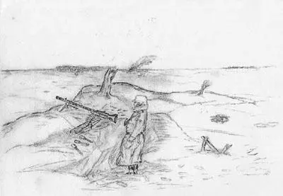 Drawing by the author showing his frontline position in January 1942 Despite - фото 12
