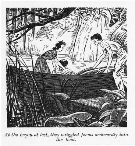 At the bayou at last they wriggled Jeems awkwardly into the boat It was - фото 11