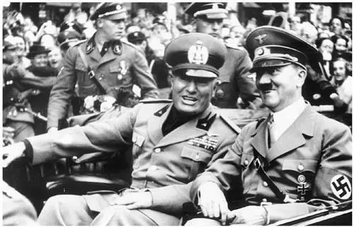 Italian dictator Benito Mussolini left and Adolf Hitler in a motorcade in - фото 50
