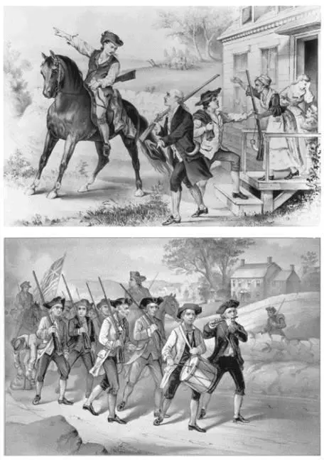 Nostalgic Currier Ives prints depicting American militia men setting off for - фото 7