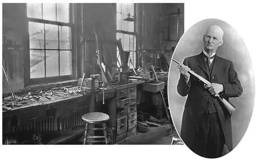 Above Where the magic happened John Moses Brownings work bench Below left - фото 62