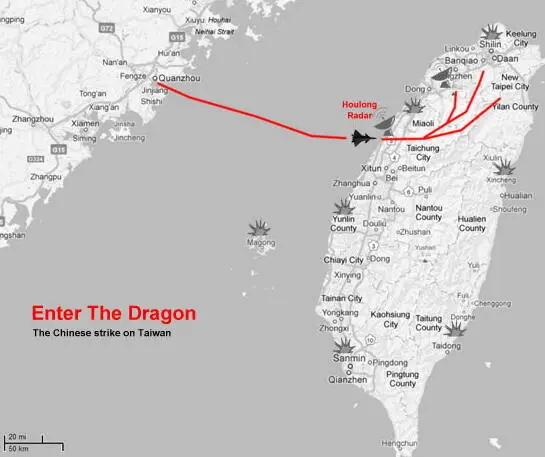 The explosions mark sites targeted by Chinese DF11 DF15 ballistic missiles - фото 4