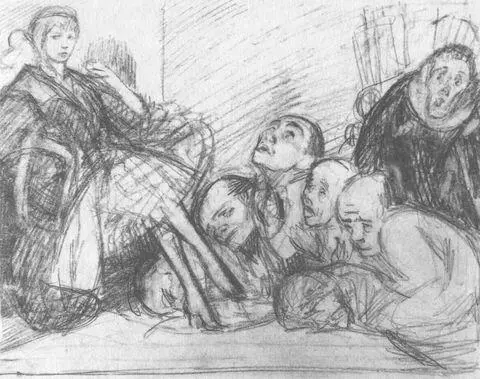 Начерк олівцем до гравюри Пілігрими з циклу Ідолопоклонна книга Проте - фото 62